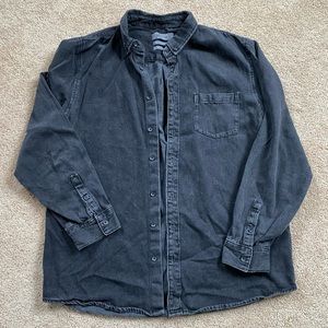 NEW! Mens Large Black Denim Button Up Shirt
